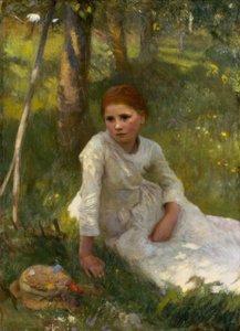 Délben a Hayfieldben alkotó: George Clausen