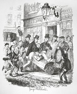 Zsebtolvaj őrizetben, 1835 körül (metszet) alkotó: George Cruikshank