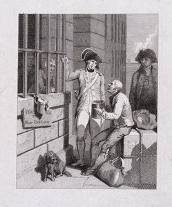 "Egy füttybolt: Tom és Jerry a Logichoz látogat, a Fleet fedélzetén", Fleet Prison, London, 1821 alkotó: George Cruikshank