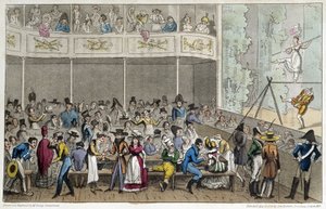 Acrobat show a Café de la Paix-ban – David Carey, London „Life in Paris” című filmjében alkotó: George Cruikshank