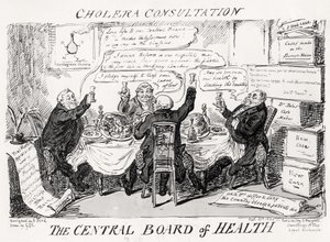 Kolera Konzultáció a Központi Egészségügyi Tanácsnál, 1832. február 27-én megjelent alkotó: George Cruikshank