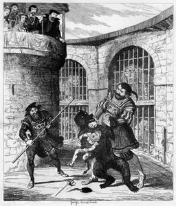 Góg kiszabadította Xit a medvéből a Lions Towerben, 1840 alkotó: George Cruikshank