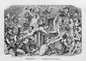Március, Szent Patrik napja (metszet) alkotó: George Cruikshank