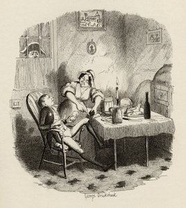 Mr. Claypole, ahogy megjelent, amikor mestere kint volt, Charles Dickens (1812-70) „The Adventures of Twist” című művéből, 1838, Chapman und Hall, 1901 alkotó: George Cruikshank