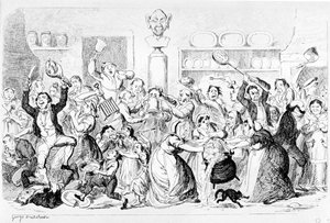 New Harmony – All Owin’ – No payin’, 1845 alkotó: George Cruikshank