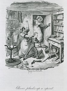 Oliver felkap egy szellemet, 1837 alkotó: George Cruikshank