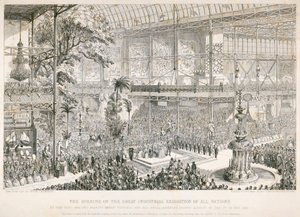 A Nagy Kiállítás megnyitója, Crystal Palace, Hyde Park, London, 1851 alkotó: George Cruikshank