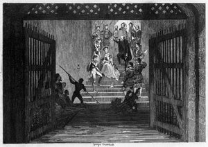 Erzsébet hercegnőt foglyul hozták a londoni Towerbe, 1554 1840. alkotó: George Cruikshank