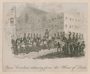 Caroline királynő visszatér a Lordok Házából alkotó: George Cruikshank