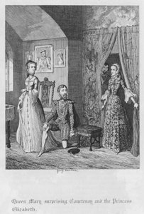 Mária királynő meglepte Courtenayt és Erzsébet hercegnőt (metszet) alkotó: George Cruikshank