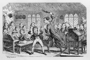 Iskolai korbácsolás alkotó: George Cruikshank