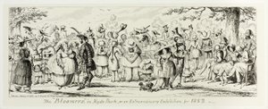 A "Bloomers" a Hyde Parkban, avagy egy rendkívüli kiállítás 1852-re George Cruikshank acélmetszeteitől a The Comic Almanacksig: 1835-1853 alkotó: George Cruikshank