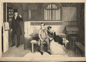 Az iszákos fiát életfogytiglani elszállításra ítélték. alkotó: George Cruikshank