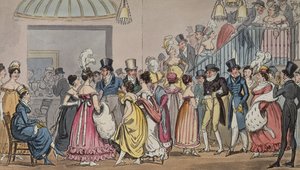 Tom és Jerry a szalonban a Covent Gardenben, Pierce Egan élete Londonban című művéből, 1821 (színes akvatinta) alkotó: George Cruikshank