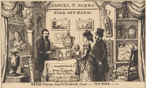 Samuel P. Avery kereskedelmi kártyája – Képzőművészeti szoba, 1873., 1873. alkotó: George Cruikshank
