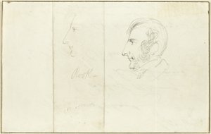 Két önarckép profilban alkotó: George Cruikshank