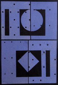 Kollázs, Blue Mercato, 2004 (kártya és papír)