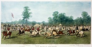 Pólómérkőzés Hurlinghamben a Lovas Gárda (kék) és a Monmouthshire-i csapat között, 1877. július 7.