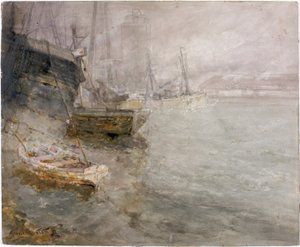 North Shields Fish Quay (szén, ceruza és akvarell a fedélzeten)