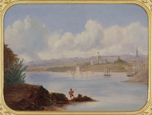 Kormányház és Pinch Gut-sziget, Sydney kikötője, 19. század alkotó: George Edward Peacock
