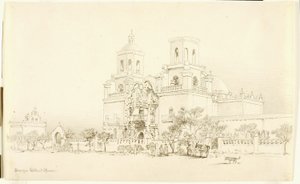 Cím nélkül (átviteli rajz a San Xavier misszióhoz, Tucson, Arizona) alkotó: George Elbert Burr