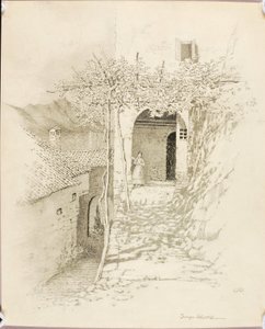 Cím nélkül (átviteli rajz a Falusi utca, Lugano-tó, Olaszország [1. sz.] című műhöz) alkotó: George Elbert Burr
