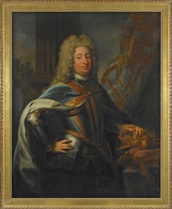 I. Frigyes (I. Frigyes) (1676-1751) svéd király és finn herceg portréja - Georg Engelhard Schroeder (1684-1750) festménye, olaj, vászon (143x114,5 cm)