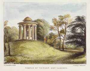 Naptemplom, Arborétum, Kew Gardens, 20. tábla a Kew Gardensből: Huszonnégy kőrajz sorozata, Charles Hullmandel (1789-1850) metszete, 1820-ban megjelent (kézzel színezett litó)