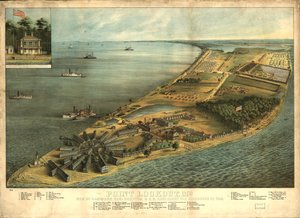 Point Lookout, Md. View of Hammond Genl. Kórház és U.S. genl. hadifoglyok raktárában alkotó: George Everett
