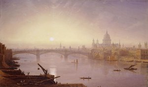 Southwark Bridge és Szent Pál-székesegyház a London Bridge felől: este, alkotó: George Fennel Robson
