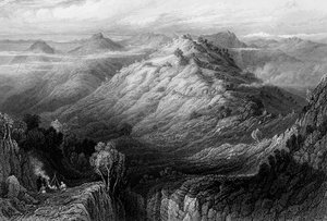 "The Abbey and Hills from near Mussoorie", 1838.