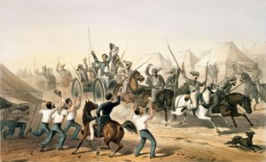 1781.c8 Pl.16 Fusilierek behozzák az elfogott fegyvereket a táborba, az indiai kampányból