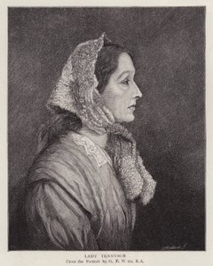 Emily Tennyson portréja, Lady Tennyson, Alfred angol költő díjazott felesége, Lord Tennyson (litho) alkotó: George Frederick (after) Watts