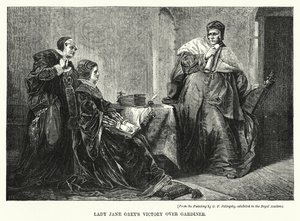 Lady Jane Grey győzelme Gardiner felett (metszet) alkotó: George Frederick Folingsby