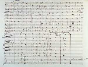 George Frederick Handel (Georg Friedrich Handel) honosított angol német zeneszerző „A Messiás” (A Messiás) partitúrájának nyitóoldala