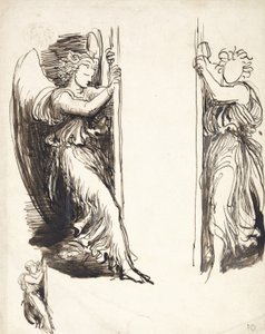 Tanulmányok angyaloknak a Halál udvarában (toll és barna tinta grafiton) alkotó: George Frederick Watts