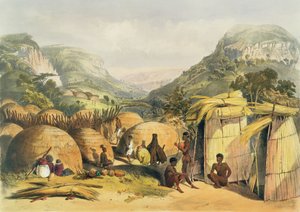 Inanda Kraal, Natal, 25. tábla a The Kafirs Illustrated-ből, 1849