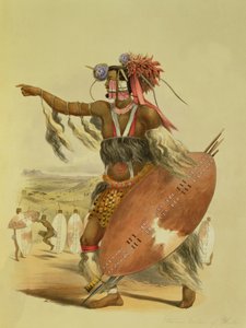 Zulu harcos, Utimuni, Chaka, a néhai zulu király unokaöccse, a „The Kafirs Illustrated” 13. táblája, 1849