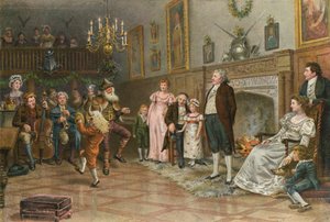 A Squires Ancestral Hall belseje: Vidéki néniek karácsonyi mulatságot adnak alkotó: George Goodwin Kilburne