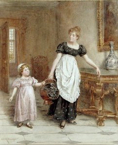 Sok kéz könnyít (akvarell papíron) alkotó: George Goodwin Kilburne