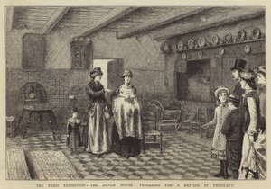 A párizsi kiállítás, a holland ház, felkészülés a frízföldi keresztelőre alkotó: George Goodwin Kilburne