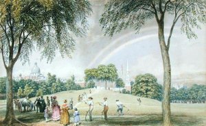 Délutáni szivárvány – Boston Common a Charles Street Mall-ból, Boston, Massachusetts, 1830-40 körül (akvarell papíron)