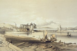 Conway-híd, A második cső építése, 1848. szeptember, metszett a művész