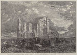 Whitby apátság, a templomkertből, a Society of Painters in Water Colours kiállításán alkotó: George Haydock Dodgson