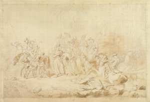 A kurdisztáni Banditti segíti a grúzokat a cserkesz nők meglepésében és elhurcolásában 1827-28 körül (toll és barna tinta szőtt papíron) alkotó: George Hayter