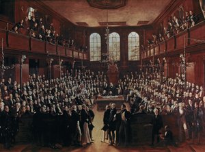 HOUSE OF COMMONS: Az első megreformált alsóház a címváltoztatás során... (olaj) alkotó: George Hayter