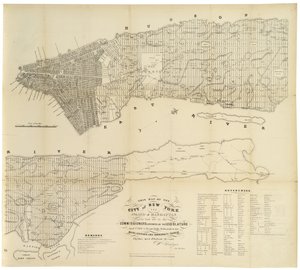 New York városának és Manhattan szigetének ez a térképe a törvényhozás által kinevezett biztosok által. . ., 1853 (fekete tinta papíron)