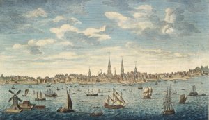 Kelet-távlati kilátás Philadelphia városáról, Pennsylvania tartományban, Észak-Amerikában: a Jersey Shore-ból, kocsmából készült. London, 1774 (kézzel színezett metszet) alkotó: George Heap
