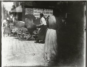 Tevékenységek a Houtkopersdwarsstraatban és a Jodenbreestraatban Amszterdamban alkotó: George Hendrik Breitner