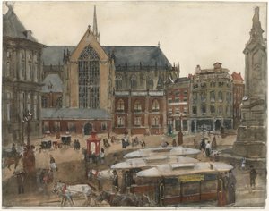 Dam tér Amszterdamban alkotó: George Hendrik Breitner